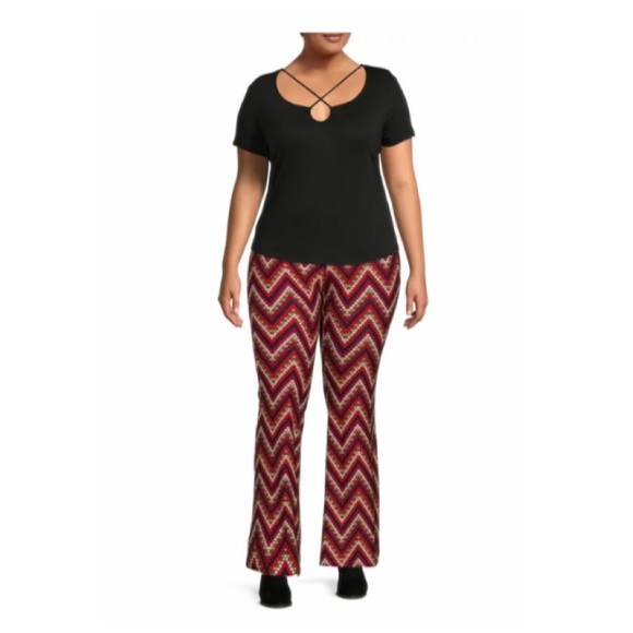 🎅 NO BOUNDARIES High Rise Geometric Flare Pants NWT XXL - Picture 4 of 14
